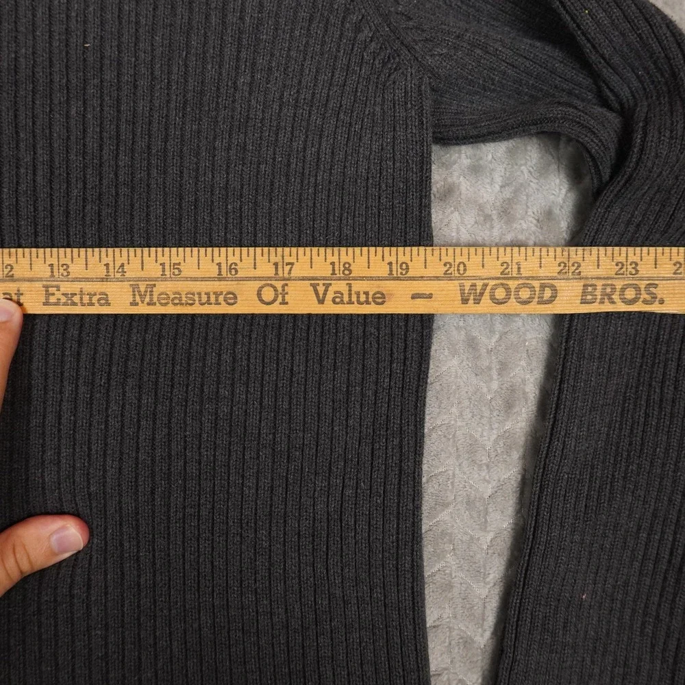 Converse One Star Sweater Mens M Grey Ribbed Quarter Zip Cotton Knit Pullover